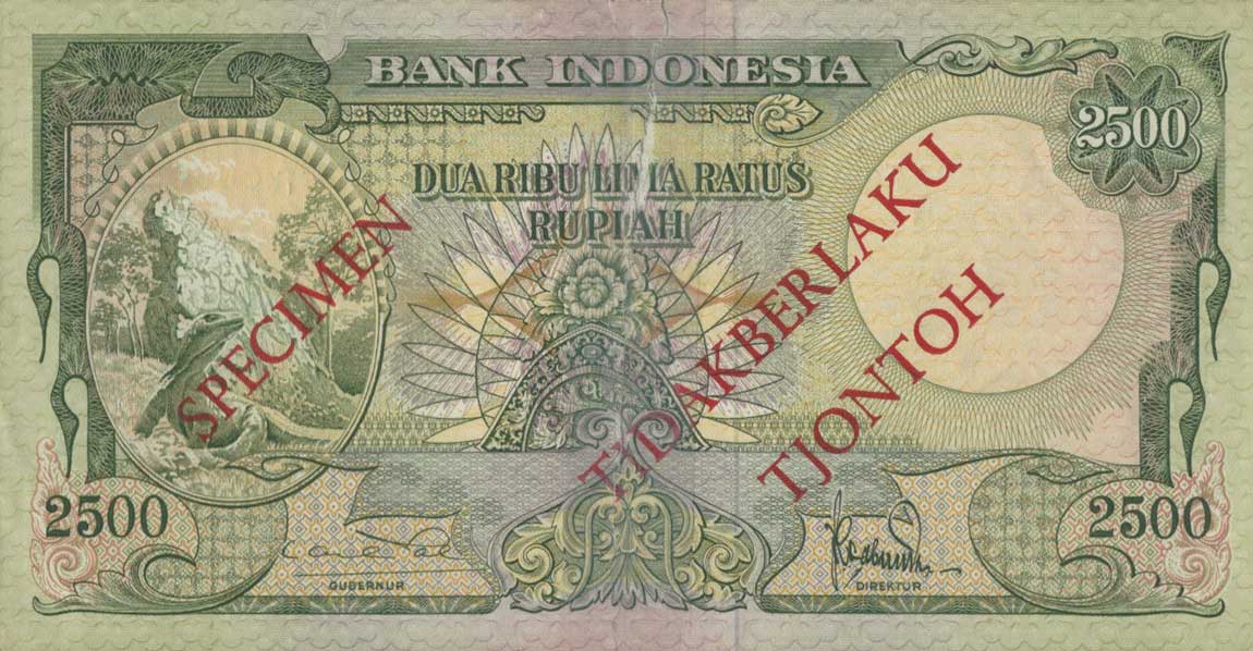 Front of Indonesia p54s: 2500 Rupiah from 1957