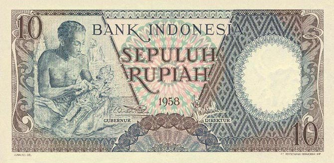 Front of Indonesia p56a: 10 Rupiah from 1958
