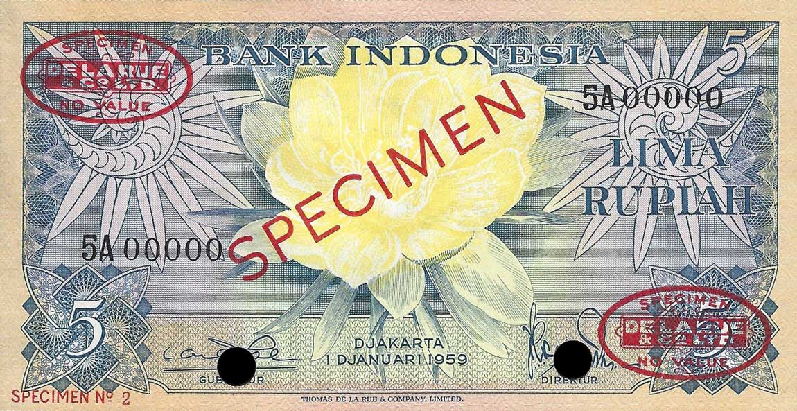 Front of Indonesia p65s: 5 Rupiah from 1959