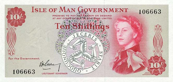 Front of Isle of Man p24a: 10 Shillings from 1961