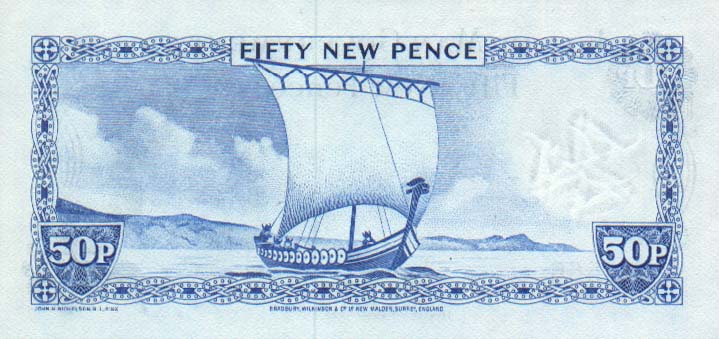 Back of Isle of Man p28b: 50 New Pence from 1972