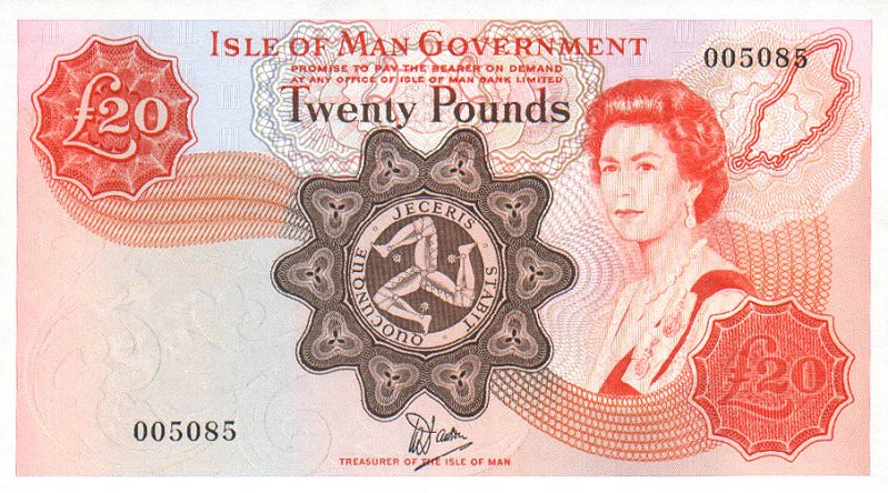 Front of Isle of Man p37a: 20 Pounds from 1979