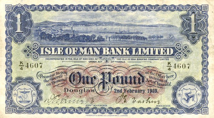 Front of Isle of Man p6d: 1 Pound from 1956