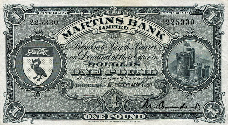 Front of Isle of Man p19b: 1 Pound from 1950