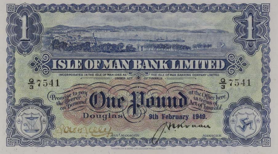 Front of Isle of Man p23c: 1 Pound from 1944
