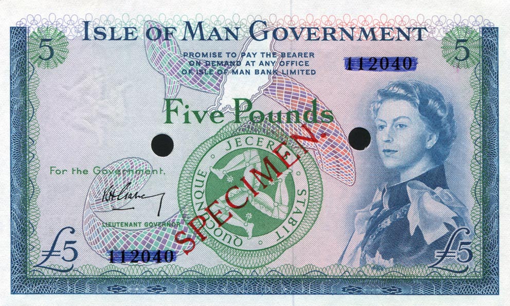Front of Isle of Man p26s2: 5 Pounds from 1961