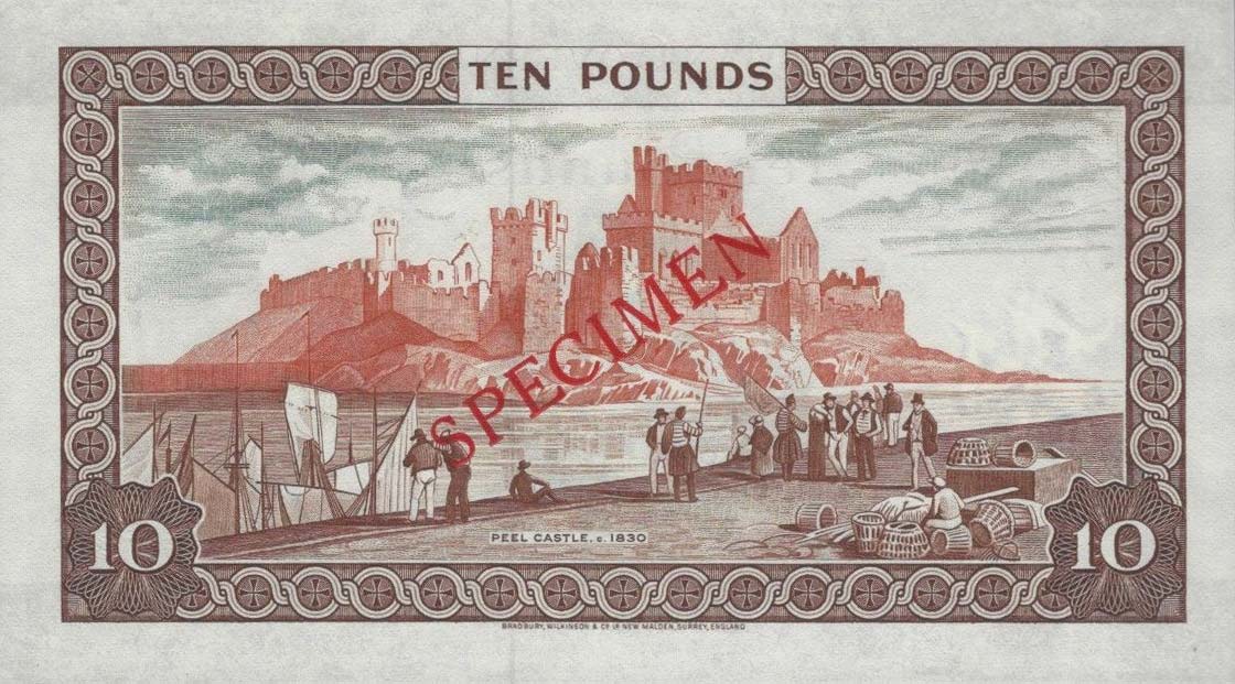 Back of Isle of Man p36s1: 10 Pounds from 1979