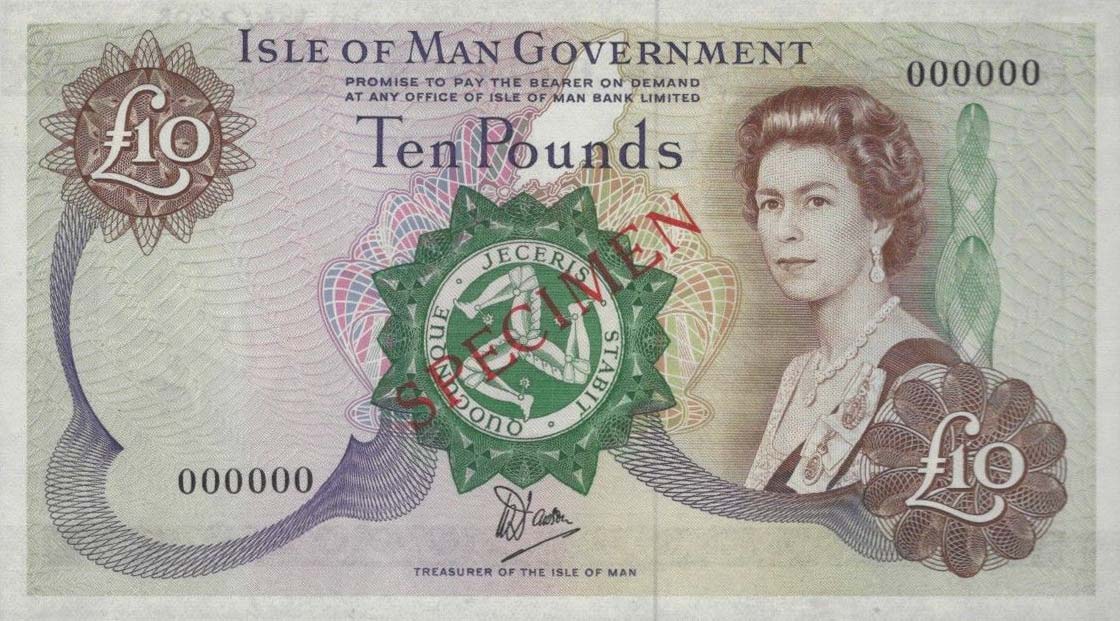 Front of Isle of Man p36s1: 10 Pounds from 1979