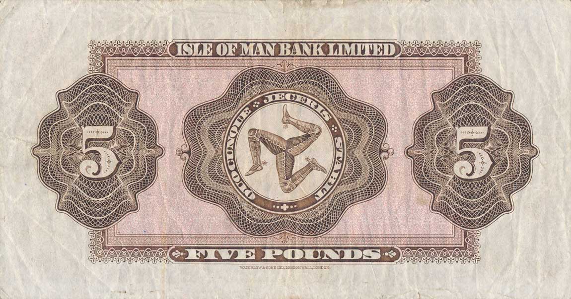 Back of Isle of Man p6Aa: 5 Pounds from 1936