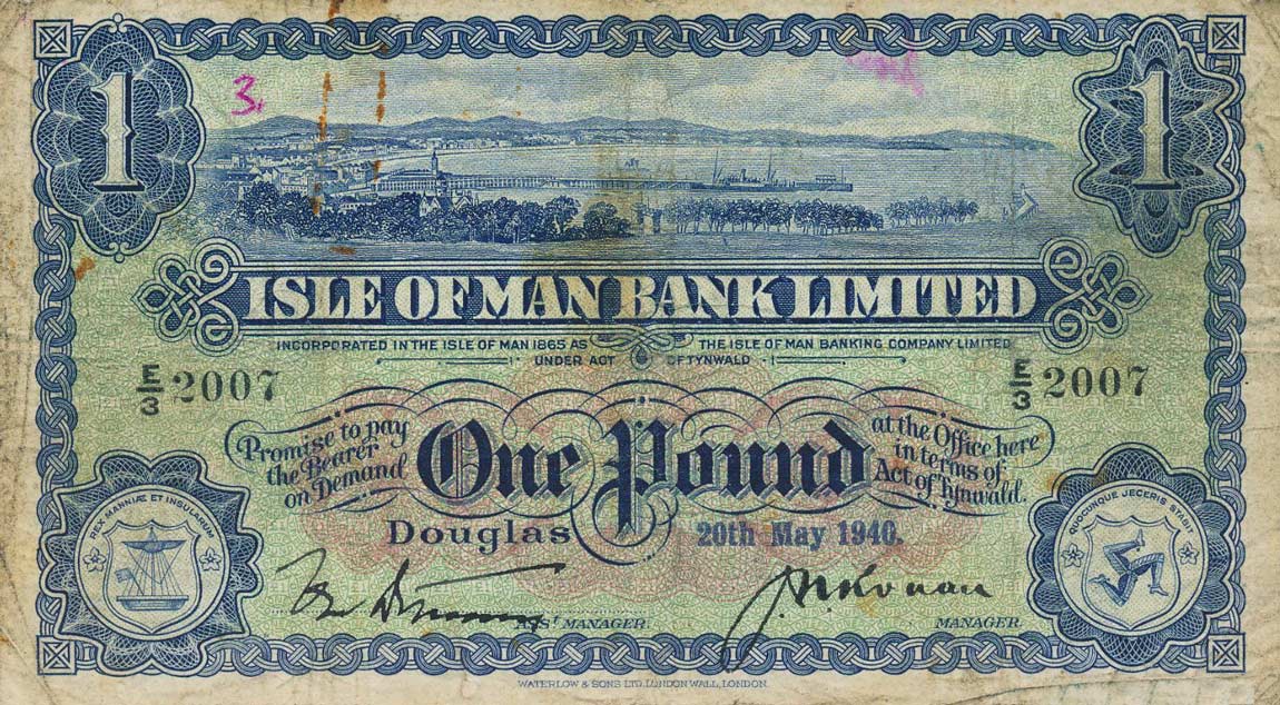 Front of Isle of Man p6b: 1 Pound from 1938