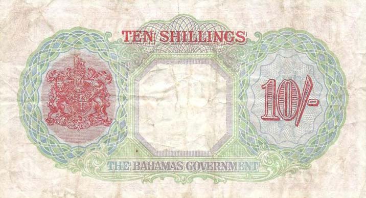 Back of Bahamas p10a: 10 Shillings from 1936
