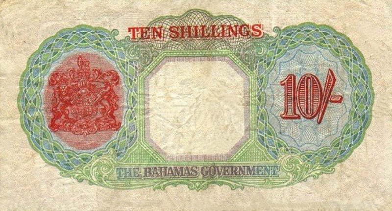 Back of Bahamas p10c: 10 Shillings from 1936