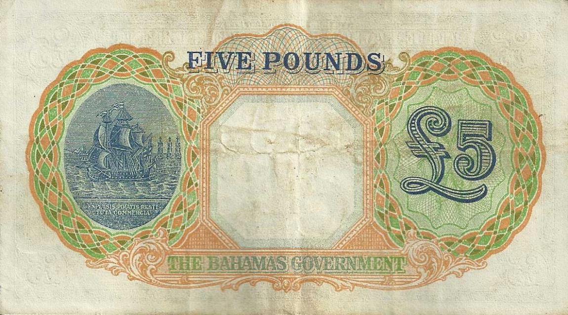 Back of Bahamas p12b: 5 Pounds from 1936
