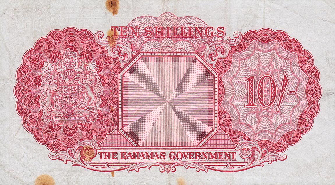 Back of Bahamas p14c: 10 Shillings from 1953