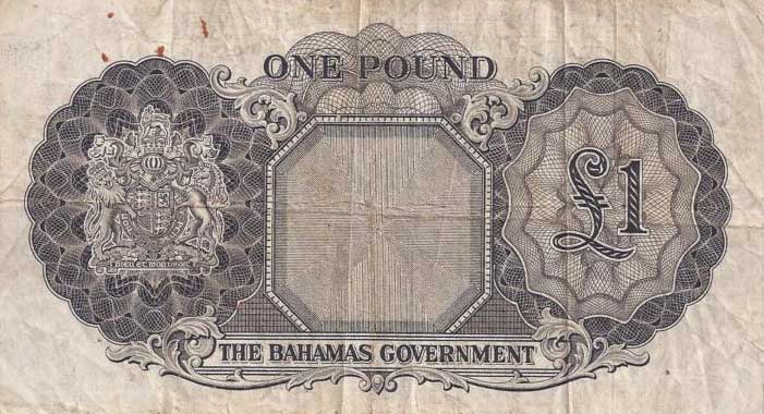 Back of Bahamas p15b: 1 Pound from 1953