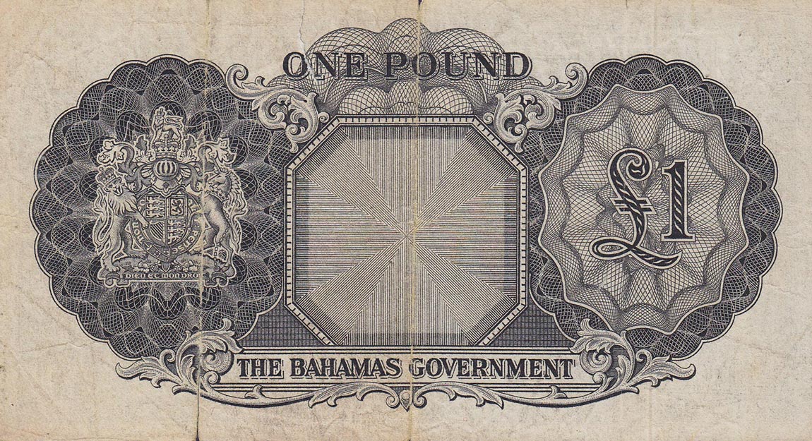 Back of Bahamas p15c: 1 Pound from 1953