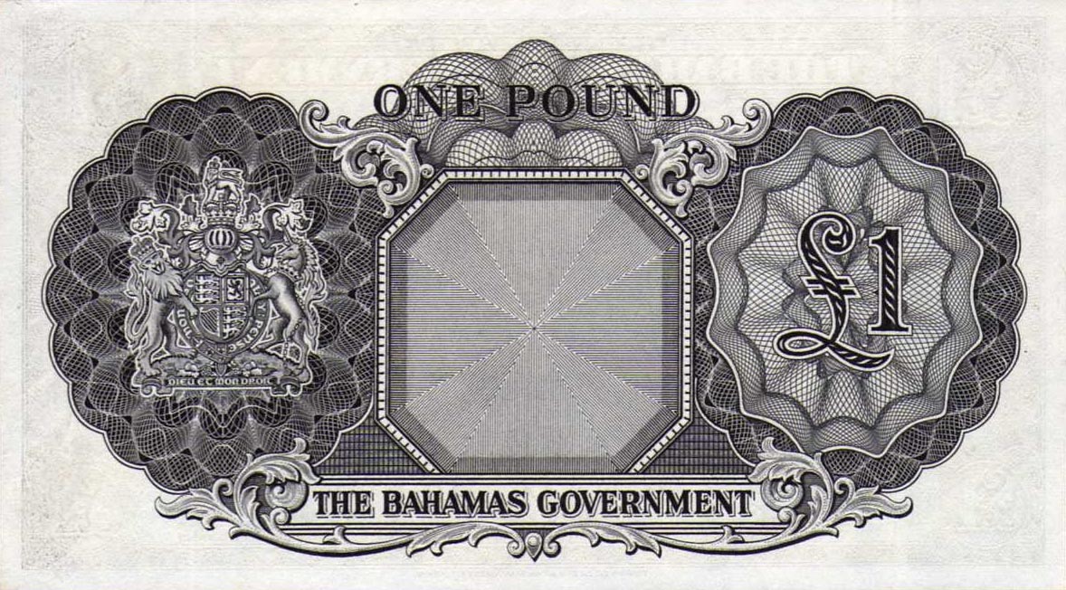 Back of Bahamas p15d: 1 Pound from 1953