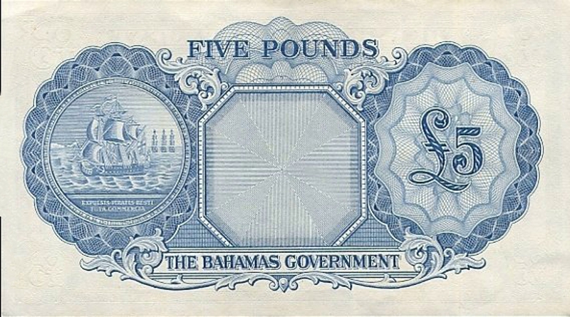Back of Bahamas p16a: 5 Pounds from 1953