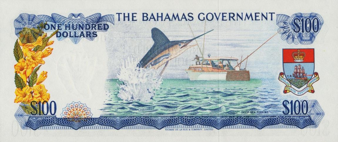 Back of Bahamas p25a: 100 Dollars from 1965