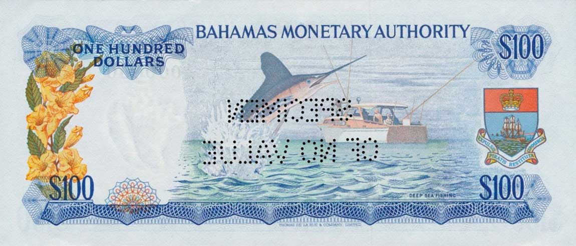 Back of Bahamas p33s: 100 Dollars from 1968