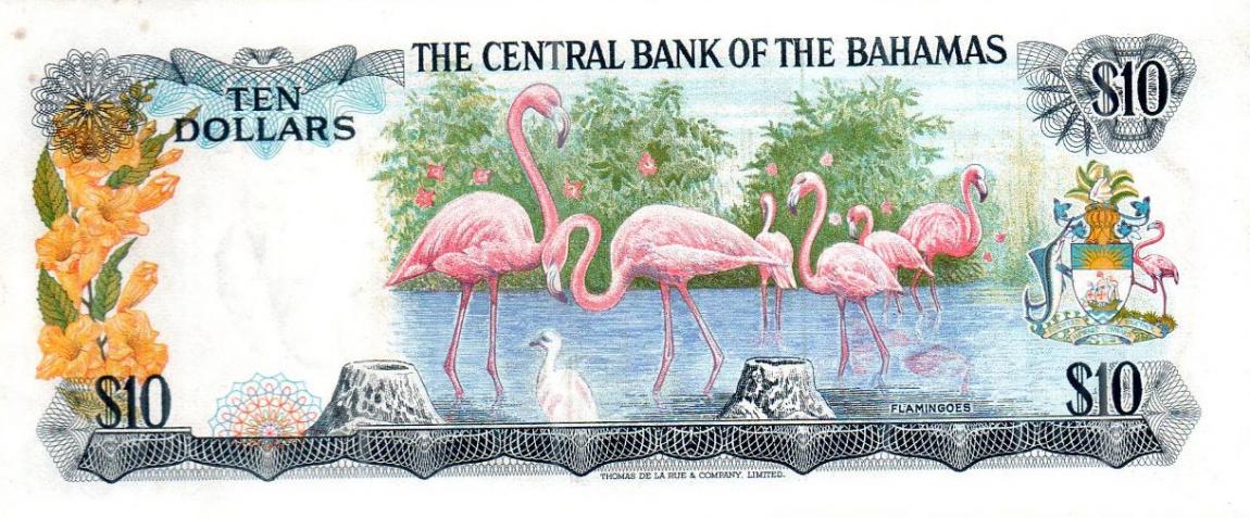 Back of Bahamas p38a: 10 Dollars from 1974
