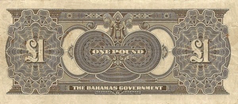Back of Bahamas p4b: 1 Pound from 1919
