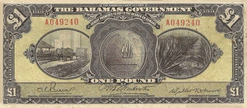 Front of Bahamas p4b: 1 Pound from 1919