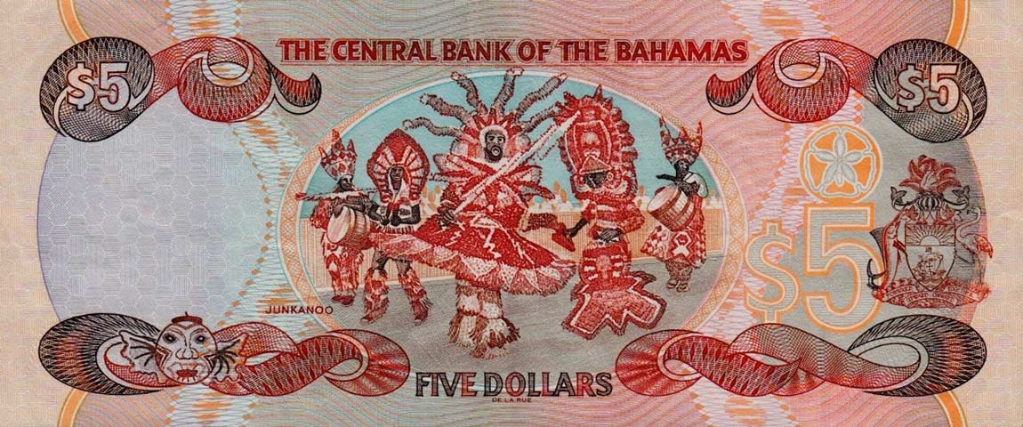 Back of Bahamas p63b: 5 Dollars from 2002