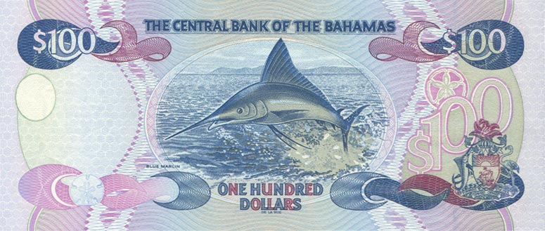 Back of Bahamas p67: 100 Dollars from 2000