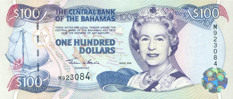 Front of Bahamas p67: 100 Dollars from 2000