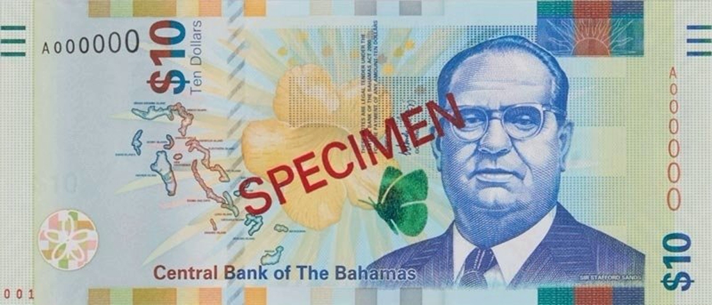 Front of Bahamas p79s: 10 Dollars from 2016