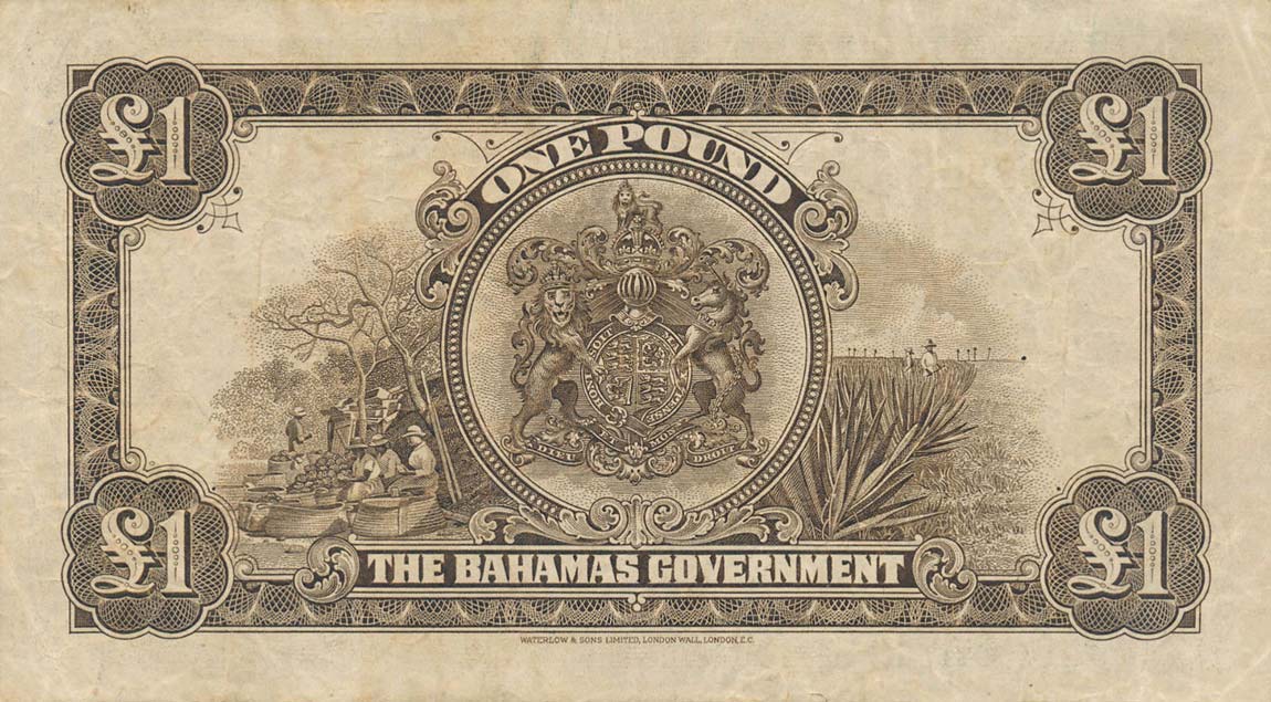 Back of Bahamas p7: 1 Pound from 1919