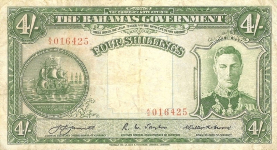 Front of Bahamas p9a: 4 Shillings from 1936