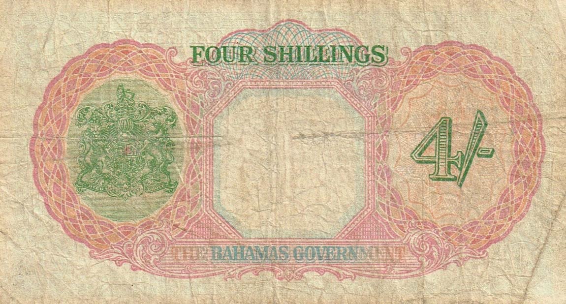 Back of Bahamas p9d: 4 Shillings from 1936