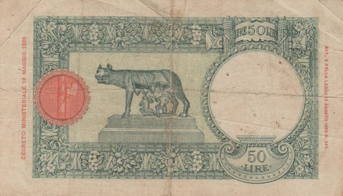 Back of Italian East Africa p1b: 50 Lire from 1939