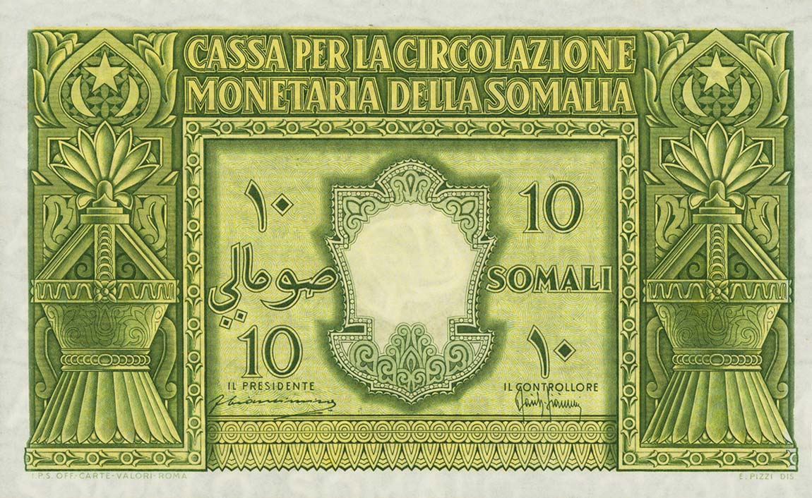 Front of Italian Somaliland p13a: 10 Somali from 1950