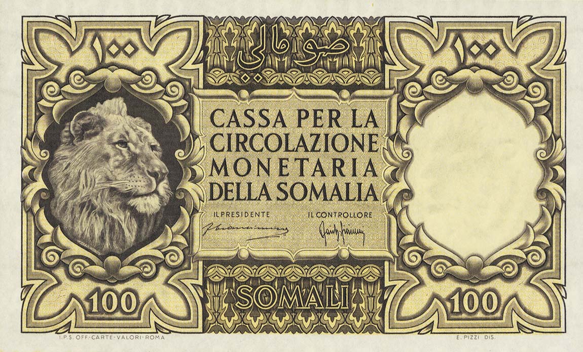 Front of Italian Somaliland p15a: 100 Somali from 1950