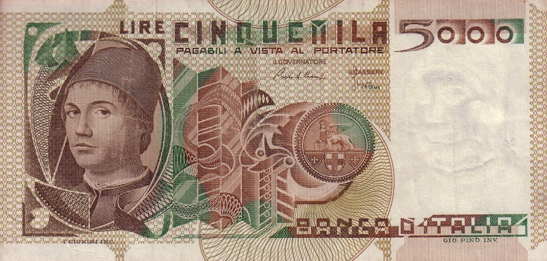 Front of Italy p105c: 5000 Lire from 1983