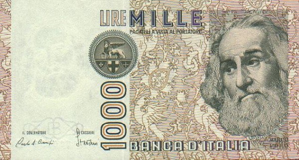 Front of Italy p109a: 1000 Lire from 1982
