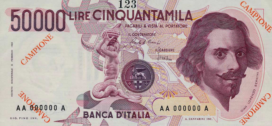 Front of Italy p113s: 50000 Lire from 1984
