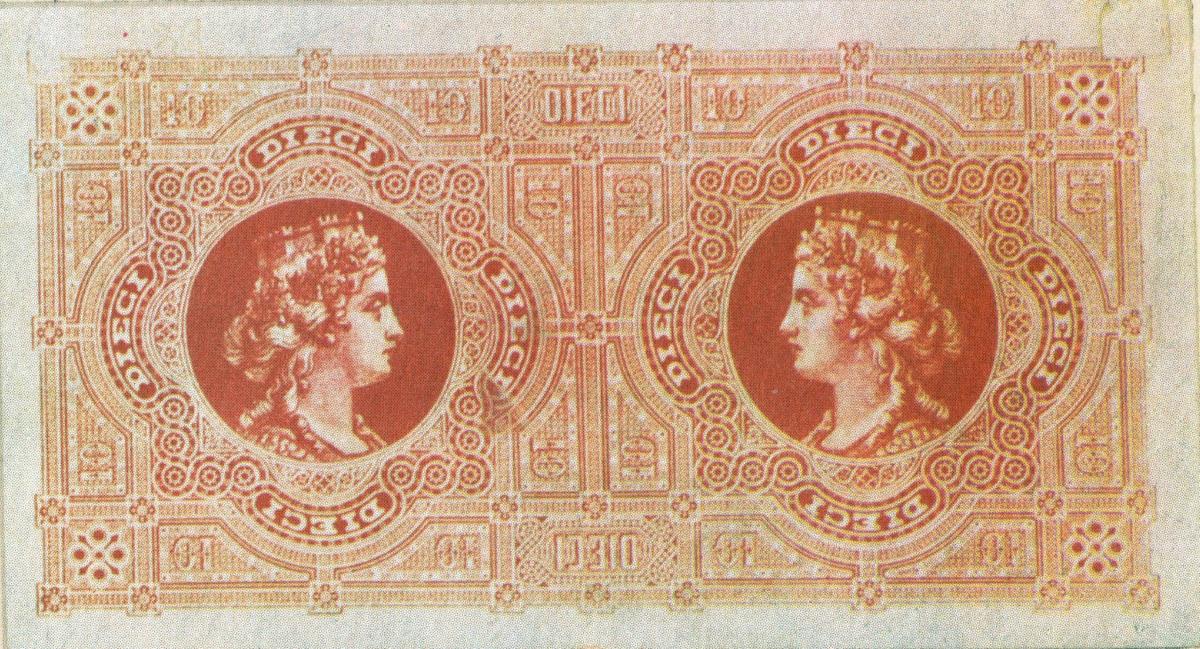 Back of Italy p13: 10 Lire from 1881