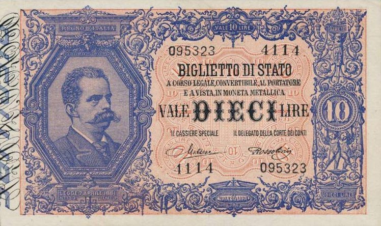 Front of Italy p20h: 10 Lire from 1923