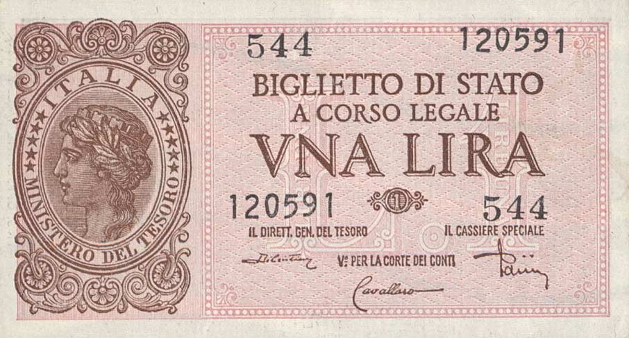 Front of Italy p29c: 1 Lira from 1944