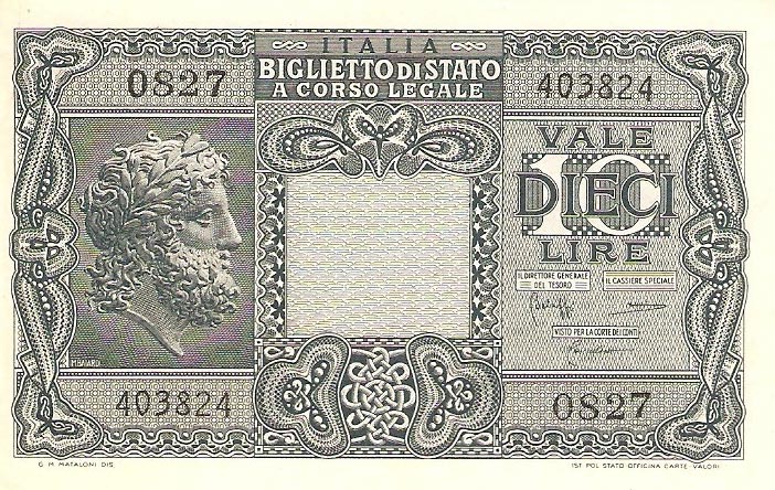 Front of Italy p32c: 10 Lire from 1944