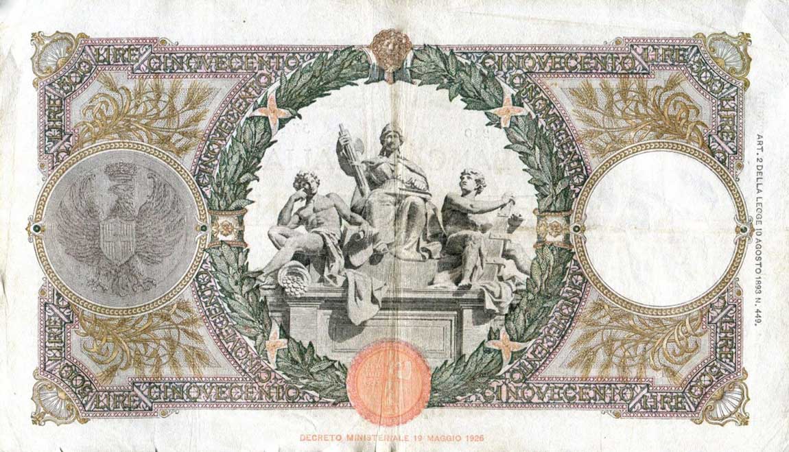 Back of Italy p51d: 500 Lire from 1937