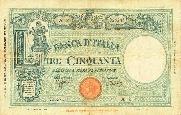 Front of Italy p64: 50 Lire from 1943