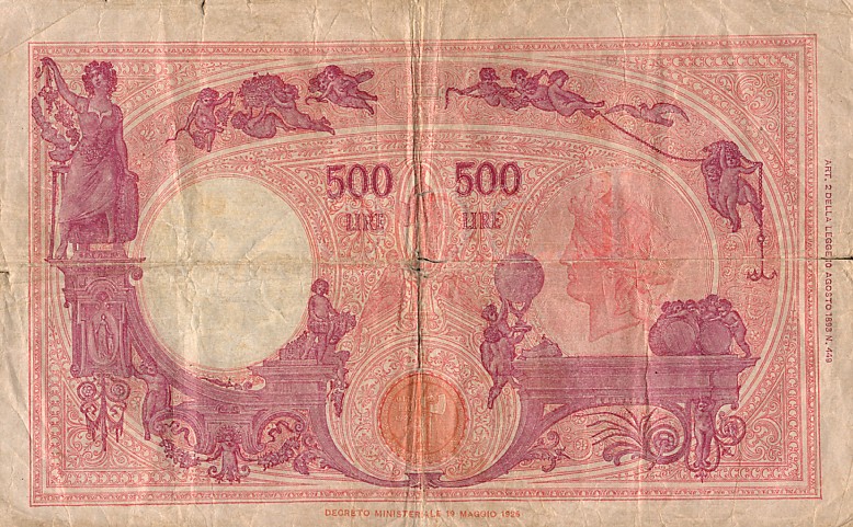 Back of Italy p69: 500 Lire from 1943
