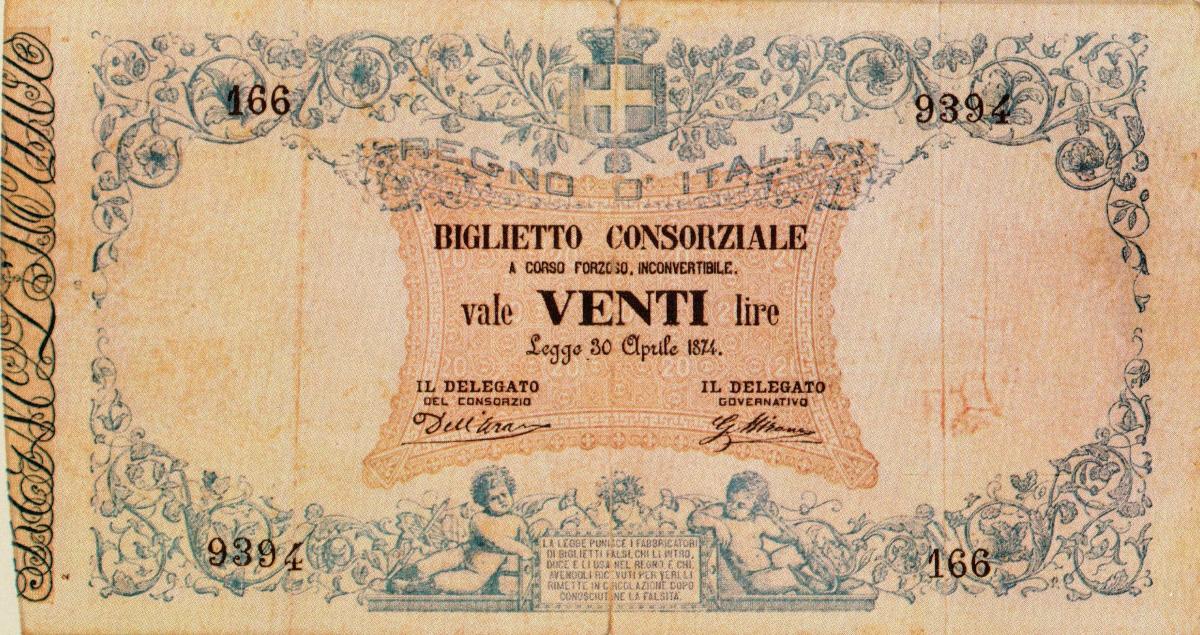 Front of Italy p6: 20 Lire from 1874