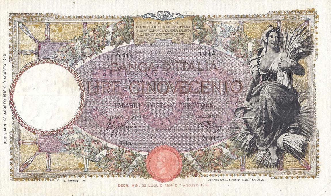 Front of Italy p71: 500 Lire from 1943