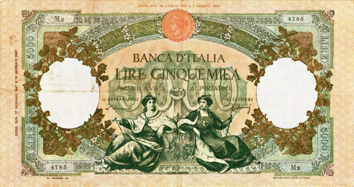 Front of Italy p85a: 5000 Lire from 1947